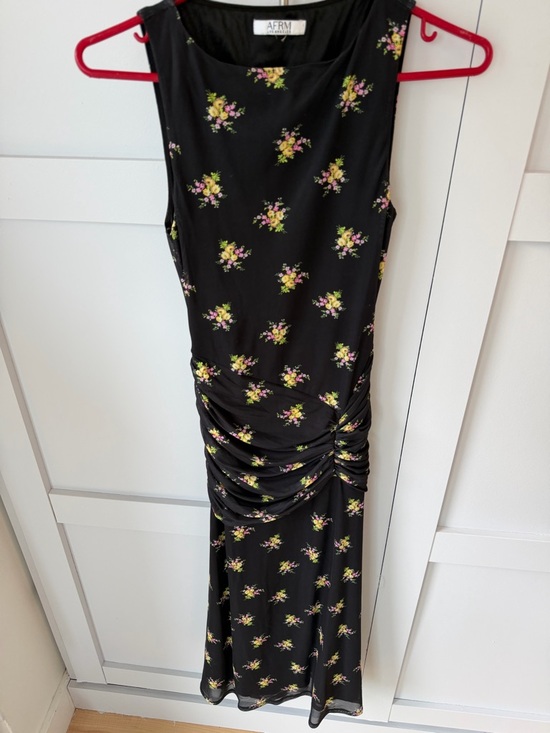 AFRM Dresses & Skirts - AFRM Black Floral Mesh Midi Dress